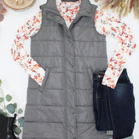 IN STOCK Harlow Long Vest - Grey