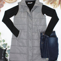 IN STOCK Harlow Long Vest - Grey