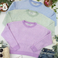IN STOCK Josie Cozy Crew Sweater - Lavender FINAL SALE