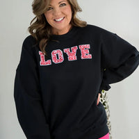 Love Faux Sequins Crewneck