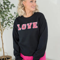 Love Faux Sequins Crewneck