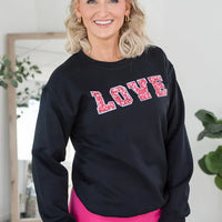 Love Faux Sequins Crewneck