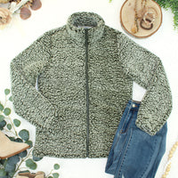 IN STOCK Two Tone Fullzip Sherpa - Olive and White
