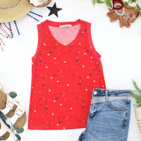 IN STOCK Noelle Tank - Red Liberty Stars FINAL SALE