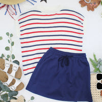 IN STOCK Red, White, and Blue Stripes Open Knit Top FINAL SALE