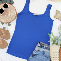 IN STOCK Rachel Ribbed Tank - Royal Blue