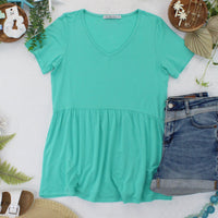 IN STOCK Sarah Ruffle Short Sleeve - Turquoise