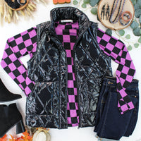 IN STOCK Remy Zip Up Vest - Shiny Black