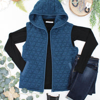 IN STOCK Heather Geometric Hooded Vest - Teal