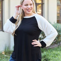 Celeste Design Full Size Color Contrast Long Sleeve Top