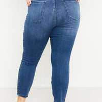 Judy Blue Stevie Full Size Mid-Rise Braided Detail Relaxed Jeans