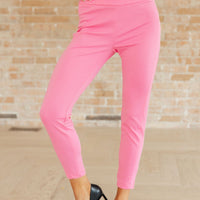 Magic Ankle Crop Skinny Pants in Dark Pink