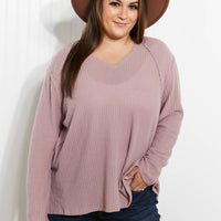 Jodifl Stay Awhile Full Size Run Waffle Knit Tee
