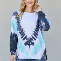 Sew In Love Full Size Tie-Dye Side Slit Sweatshirt