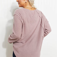 Jodifl Stay Awhile Full Size Run Waffle Knit Tee