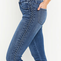 Judy Blue Stevie Full Size Mid-Rise Braided Detail Relaxed Jeans