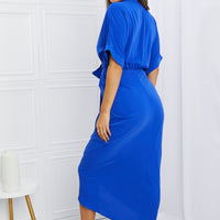 White Birch Full Size Ruched Tie-Waist Shirt Dress