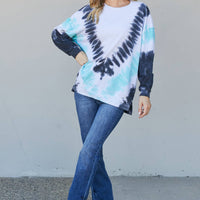 Sew In Love Full Size Tie-Dye Side Slit Sweatshirt