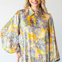 First Love Full Size Floral Lantern Sleeve Blouse
