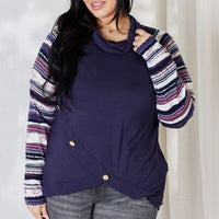 Celeste Full Size Buttoned Striped Long Sleeve Top