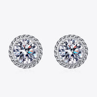 1 Carat Moissanite Rhodium-Plated Round Stud Earrings
