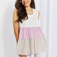 White Birch Full Size Watching the Sunset Color Block Babydoll Top