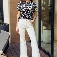 BOMBOM Leopard Round Neck Tee Shirt