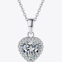 1 Carat Moissanite Heart Pendant Chain Necklace