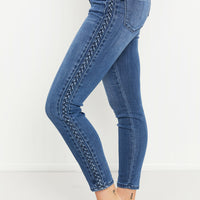 Judy Blue Stevie Full Size Mid-Rise Braided Detail Relaxed Jeans
