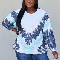 Sew In Love Full Size Tie-Dye Side Slit Sweatshirt