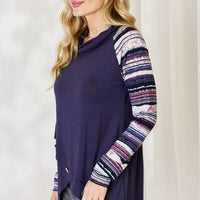 Celeste Full Size Buttoned Striped Long Sleeve Top