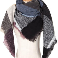 Plaid Raw Hem Polyester Scarf