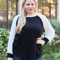 Celeste Design Full Size Color Contrast Long Sleeve Top
