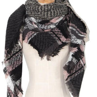 Plaid Raw Hem Polyester Scarf