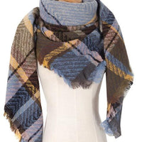 Plaid Raw Hem Polyester Scarf