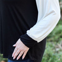 Celeste Design Full Size Color Contrast Long Sleeve Top