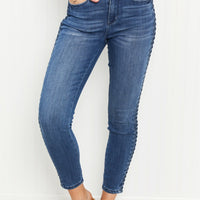 Judy Blue Stevie Full Size Mid-Rise Braided Detail Relaxed Jeans