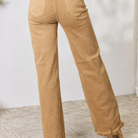 RISEN Full Size Fringe Hem Wide Leg Jeans