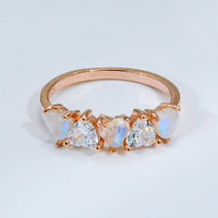 Moonstone and Zircon Heart Ring
