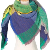 Plaid Raw Hem Polyester Scarf