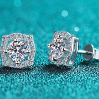 1 Carat Moissanite Geometric Stud Earrings