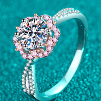 1 Carat Moissanite Flower-Shaped Crisscross Ring