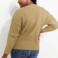 Zenana Bundled Up Full Size Round Neck Sweater
