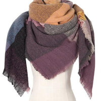 Plaid Raw Hem Polyester Scarf