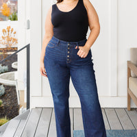 Arlo High Rise Button-Fly Straight Jeans