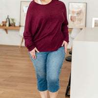 Drive Downtown Dolman Sleeve Top in Wine