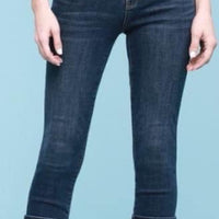 Non-distressed cuffed capri