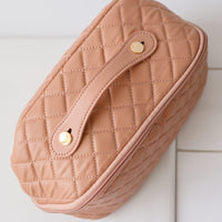 Large Capacity Quilted Makeup Bag in Pink