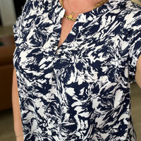 Lizzy Cap Sleeve Top in Navy Floral