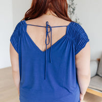 Ruched Cap Sleeve Top in Royal Blue